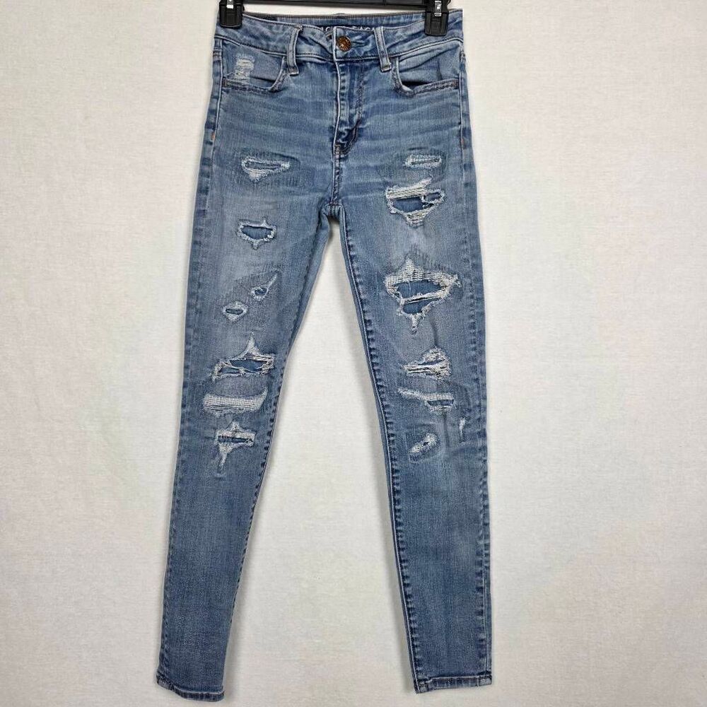 American Eagle Hi-Rise Jegging Crop Distressed 0 Regular